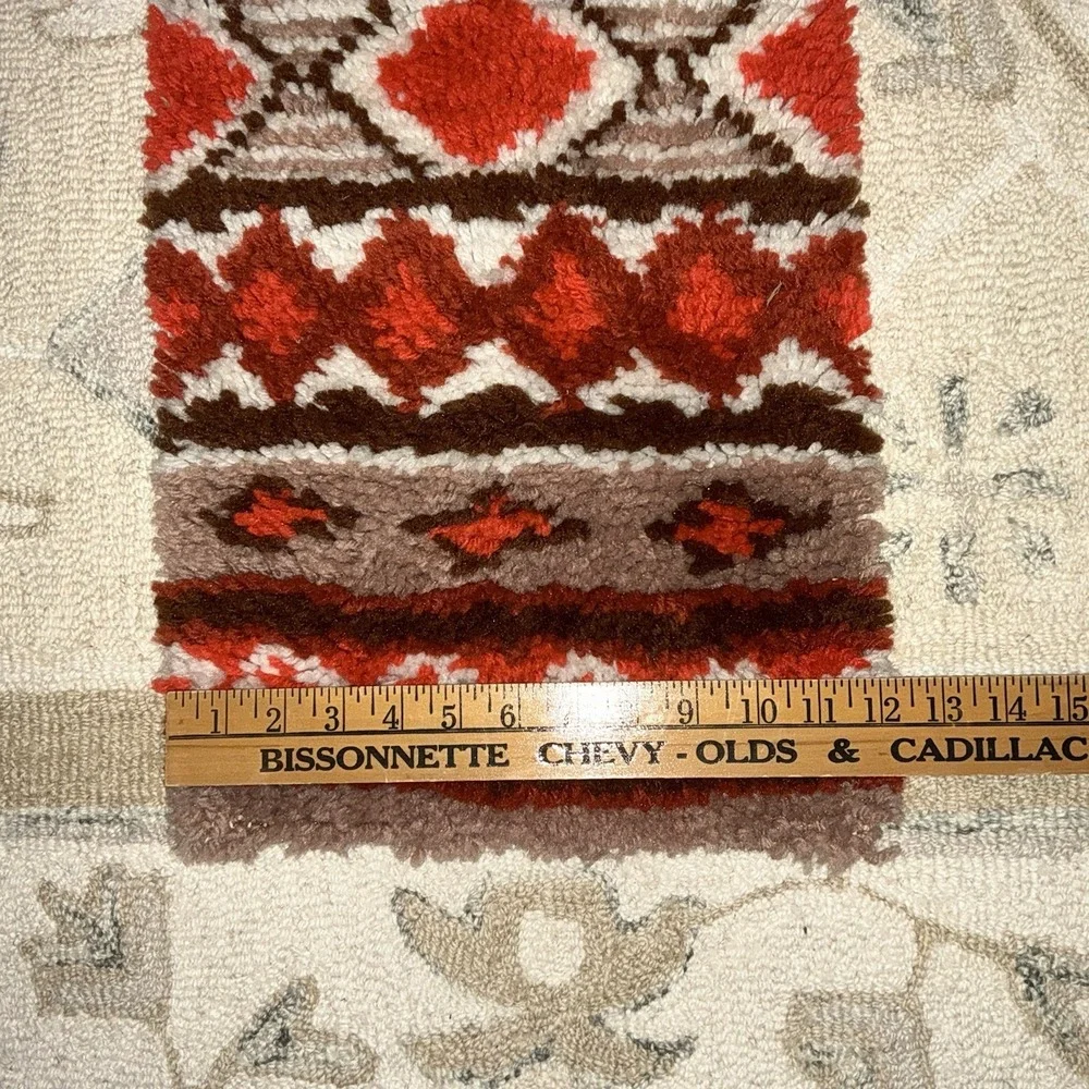 Vintage Latch Hook Wall Rug Tapestry 70s Boho MCM Earth Tones Southwestern